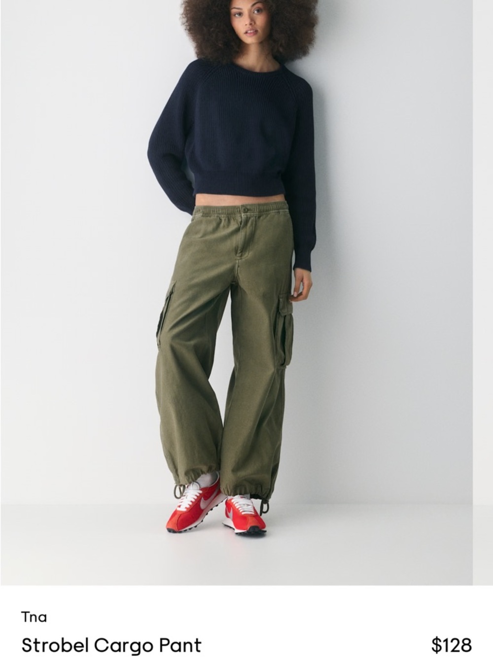 Aritzia Olive Cargo Pants with Drawstring Hem